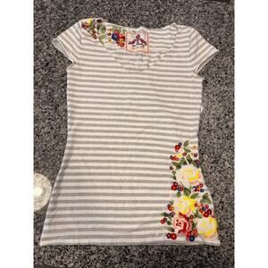 Johnny Was Floral Embroidered Cotton Top - Size Small